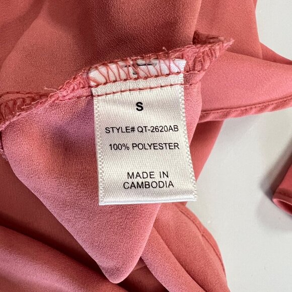 Zenana Outfitters Women's Long Bell Sleeve V-Neck Top Rosewood Size Small - Picture 9 of 9